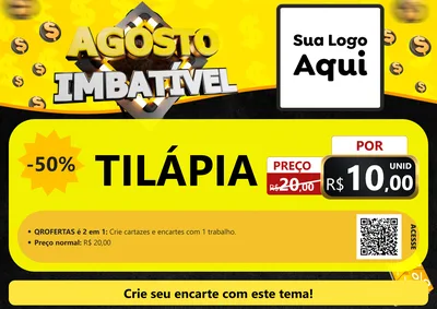 Modelo de Cartaz para Cartaz A4 Horizontal com o tema Agosto Imbatível para Peixaria