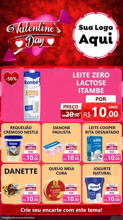 Modelo de Rede Social para Stories com o tema Valentine's Day para Frios e Laticínios