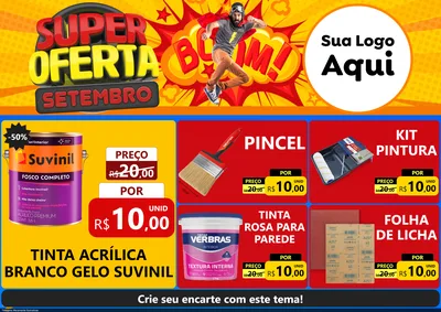 Modelo de Encarte para Encarte A4 Horizontal com o tema Super Oferta Setembro para Tintas e Ferramentas