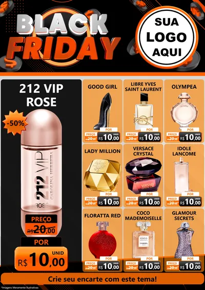 Modelo de Encarte para Encarte A4 Vertical com o tema Black Friday para Perfumes