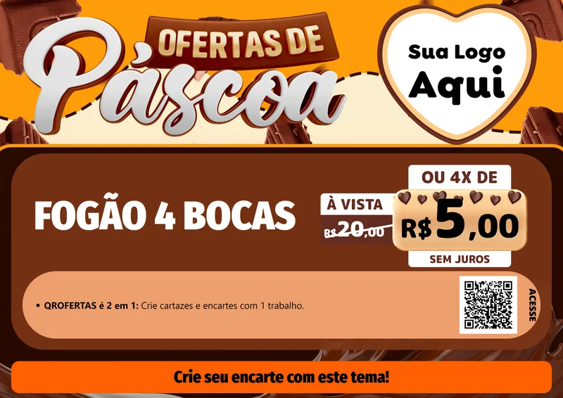 Modelo de Cartaz para Cartaz A4 Horizontal com o tema Ofertas de Páscoa para Móveis e Eletro