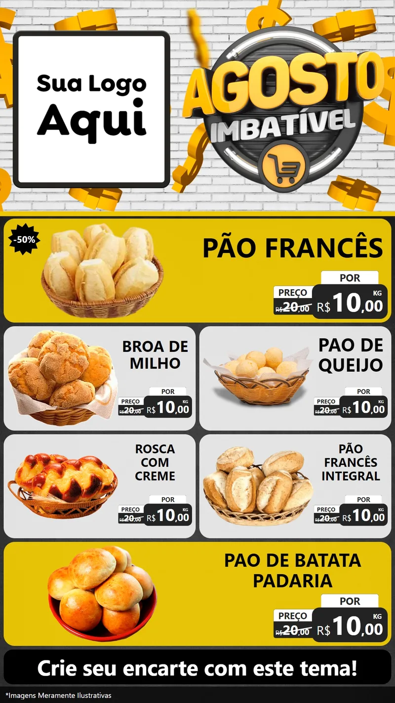 Modelo de TV para TV Vertical com o tema Agosto imbatível para Padaria