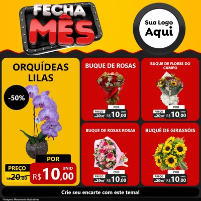 Modelo de Rede Social para Feed Facebook com o tema Fecha Mês para Floricultura e jardim