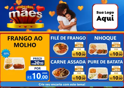 Modelo de Encarte para Encarte A4 Horizontal com o tema Mês das Mães para Restaurante