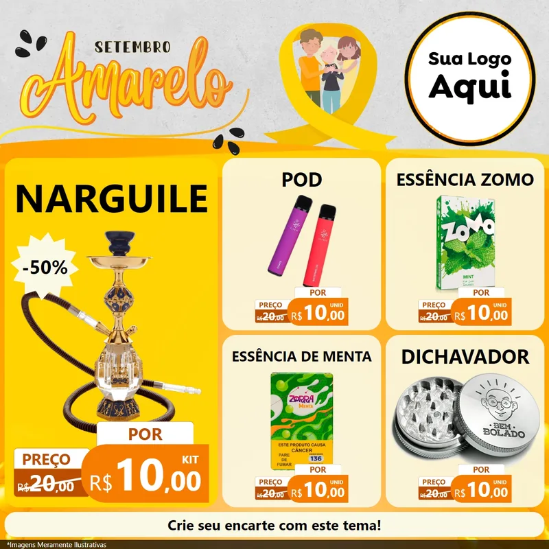 Modelo de Rede Social para Feed Facebook com o tema Setembro Amarelo para Tabacaria