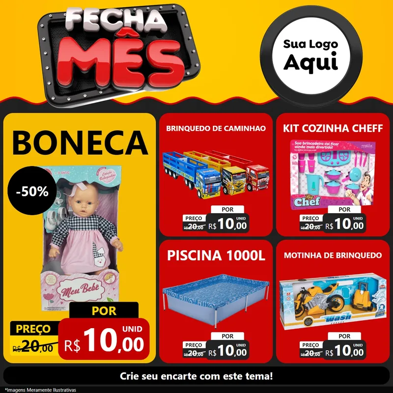 Modelo de Rede Social para Feed Facebook com o tema Fecha Mês para Brinquedos