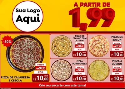 Modelo de Encarte para Encarte A4 Horizontal com o tema A Partir de Um e Noventa e Nove - 1,99 para Pizzaria