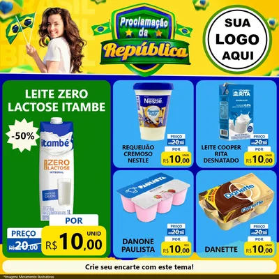 Modelo de Rede Social para Feed Facebook com o tema Proclamação da República para Frios e Laticínios