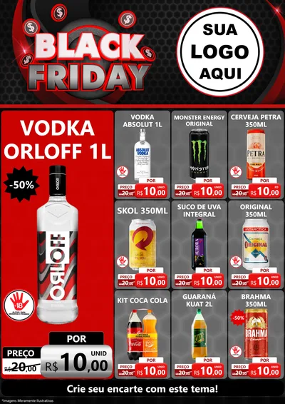 Modelo de Encarte para Encarte A4 Vertical com o tema Black Friday para Distribuidora de bebidas