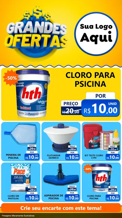 Modelo de Rede Social para Stories com o tema Grandes Ofertas para Produtos para Piscina