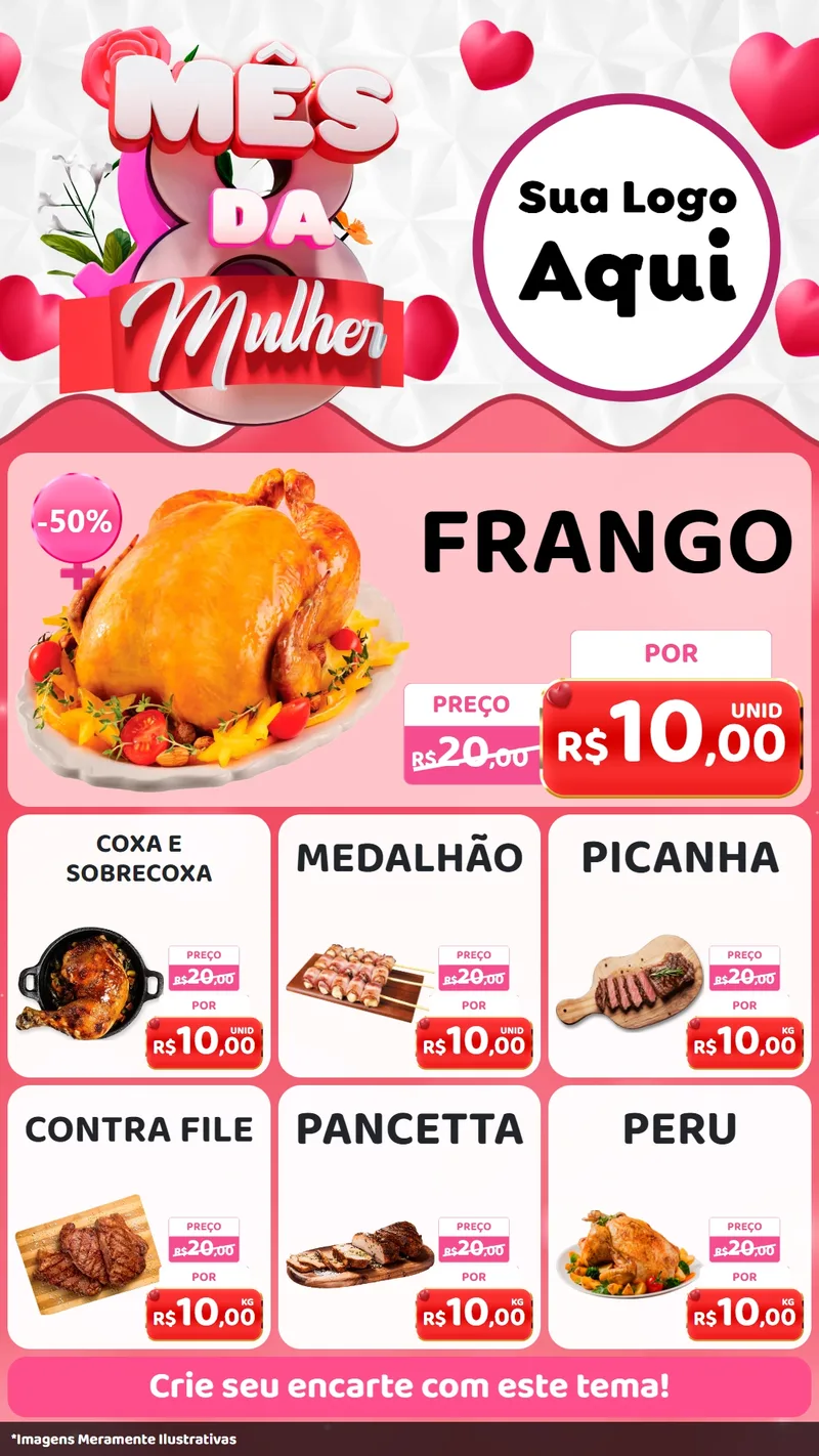 Modelo de Rede Social para Stories com o tema Mês da Mulher para Assados