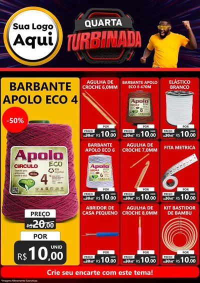 Modelo de Encarte para Encarte A4 Vertical com o tema Quarta Turbinada para Armarinho e Aviamentos