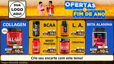 Modelo de TV para TV Horizontal com o tema Ofertas de Fim de Ano para Suplementos alimentares