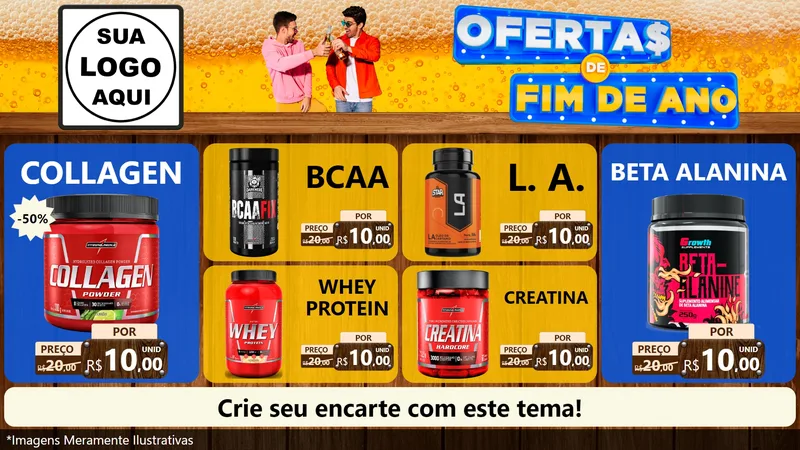 Modelo de TV para TV Horizontal com o tema Ofertas de Fim de Ano para Suplementos alimentares
