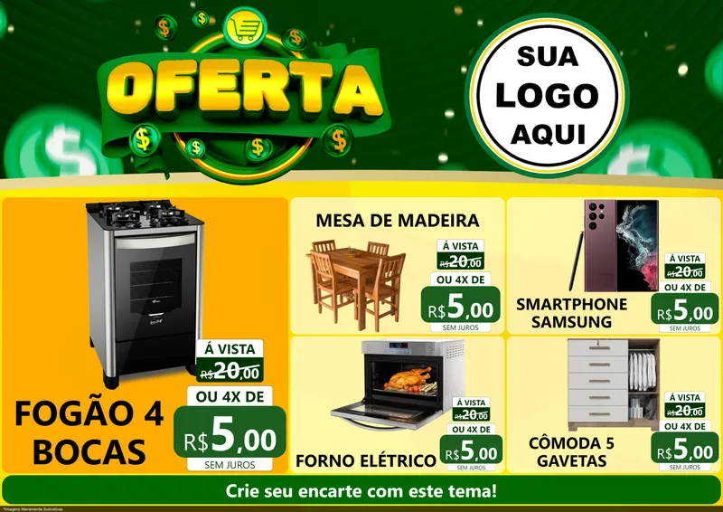 Modelo de Encarte para Encarte A4 Horizontal com o tema Oferta para Móveis e Eletro