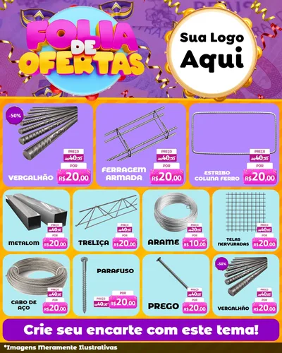 Modelo de Rede Social para Feed Instagram com o tema Folia de Ofertas para Ferragens
