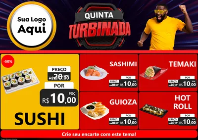 Modelo de Encarte para Encarte A4 Horizontal com o tema Quinta Turbinada para Comida japonesa