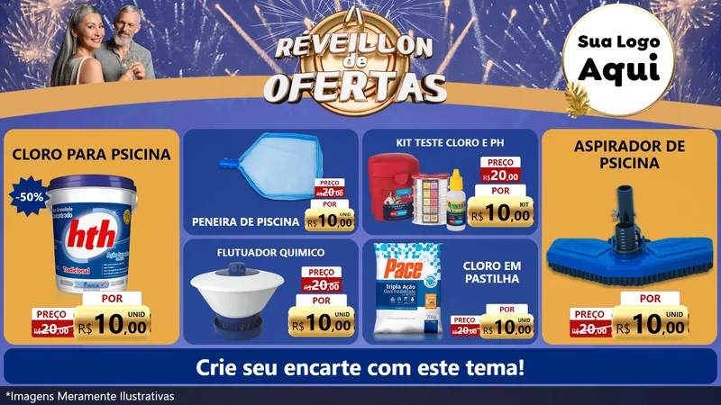 Modelo de TV para TV Horizontal com o tema Réveillon de Ofertas para Produtos para Piscina
