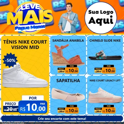 Modelo de Rede Social para Feed Facebook com o tema Leve Mais, Pague Menos para Calçados