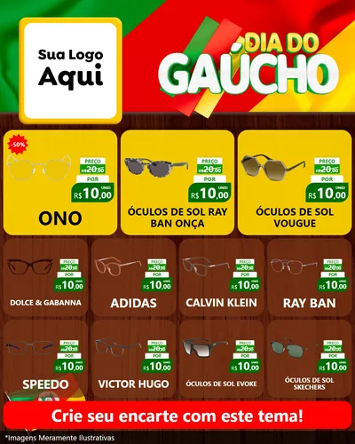 Modelo de Rede Social para Feed Instagram com o tema Dia do Gaúcho para Óticas