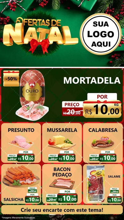 Modelo de Rede Social para Stories com o tema Ofertas de Natal para Frios e Laticínios
