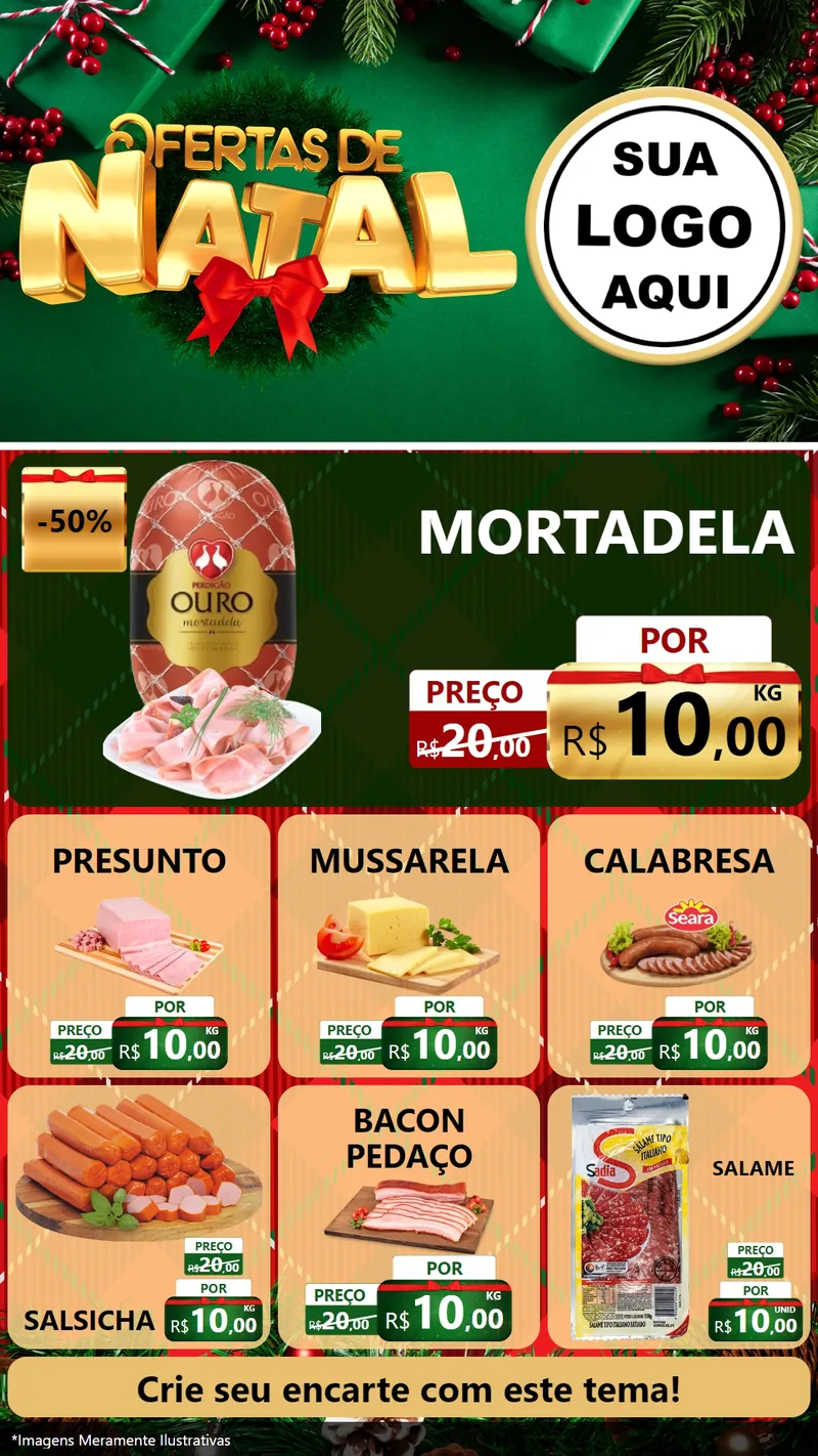 Modelo de Rede Social para Stories com o tema Ofertas de Natal para Frios e Laticínios