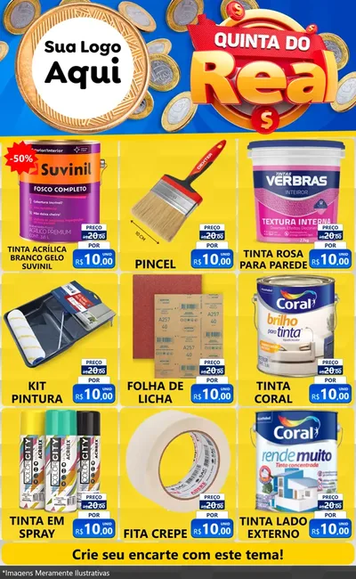 Modelo de Encarte para Encarte Grande com o tema Quinta do Real para Tintas e Ferramentas