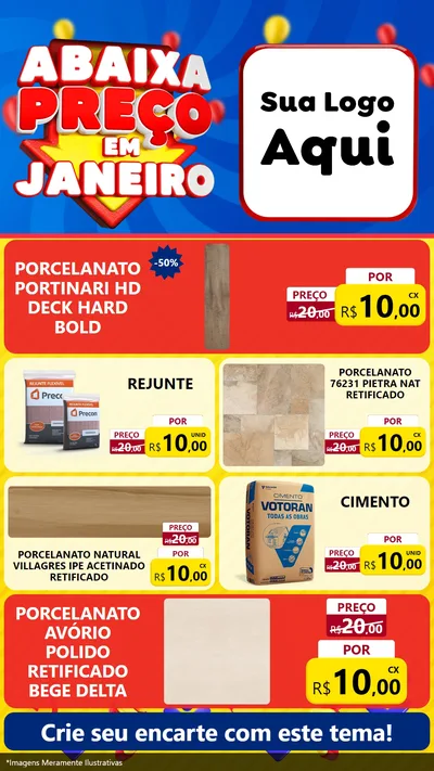 Modelo de TV para TV Vertical com o tema Abaixa Preço em Janeiro para Pisos e revestimentos