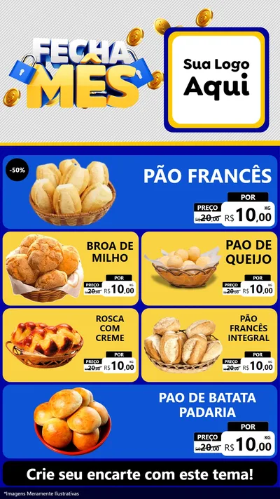Modelo de TV para TV Vertical com o tema Fecha Mês para Padaria