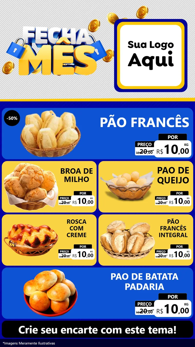 Modelo de TV para TV Vertical com o tema Fecha Mês para Padaria