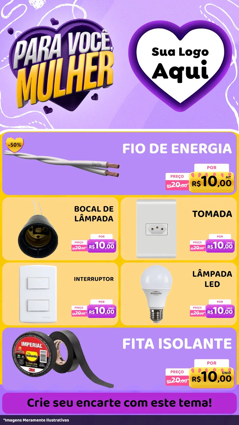Modelo de TV para TV Vertical com o tema Para Você, Mulher para Materiais Elétricos