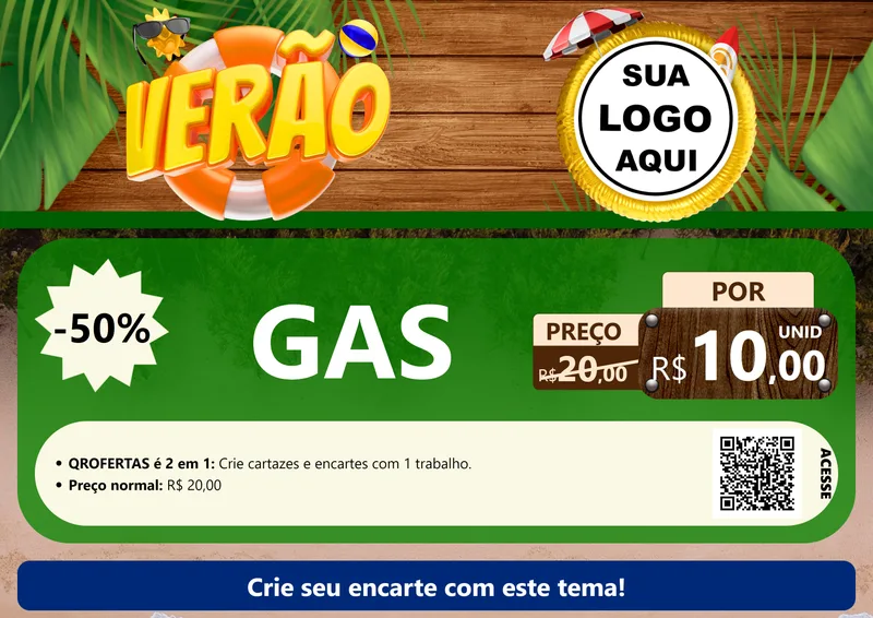 Modelo de Cartaz para Cartaz A4 Horizontal com o tema Verão para Água e gás