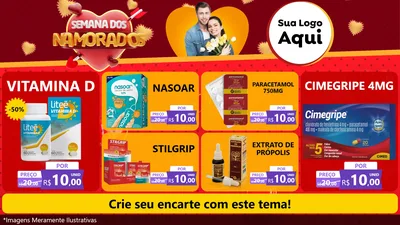 Modelo de TV para TV Horizontal com o tema Semana dos Namorados para Farmácia