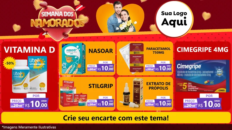 Modelo de TV para TV Horizontal com o tema Semana dos Namorados para Farmácia