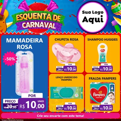 Modelo de Rede Social para Feed Facebook com o tema Esquenta de Carnaval para Bebês