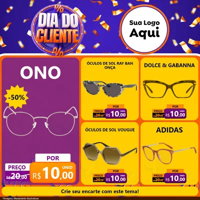Modelo de Rede Social para Feed Facebook com o tema Dia do Cliente para Óticas