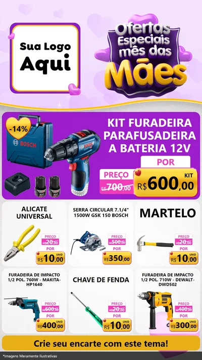 Modelo de Rede Social para Stories com o tema Ofertas Especiais - Mês das Mães para Maquinas e Ferramentas