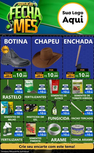 Modelo de Encarte para Encarte Grande com o tema Operação Fecha Mês para Agropecuária
