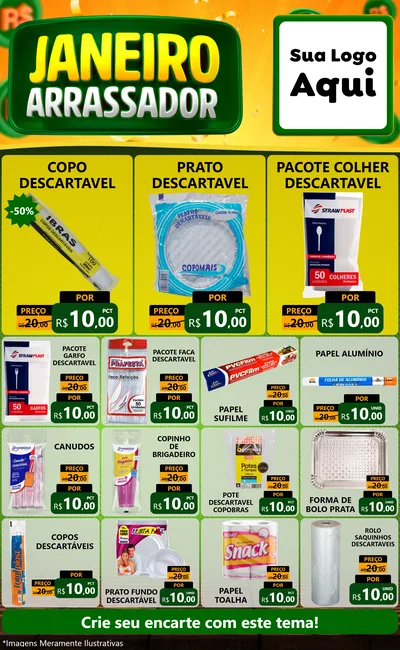 Modelo de Encarte para Encarte Grande com o tema Janeiro Arrasador para Embalagens