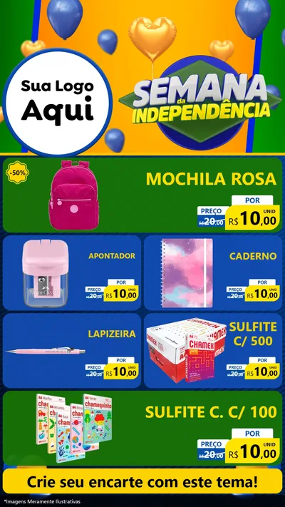 Modelo de TV para TV Vertical com o tema Semana da Independência para Papelaria