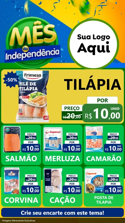 Modelo de Rede Social para Stories com o tema Mês da Independência para Peixaria