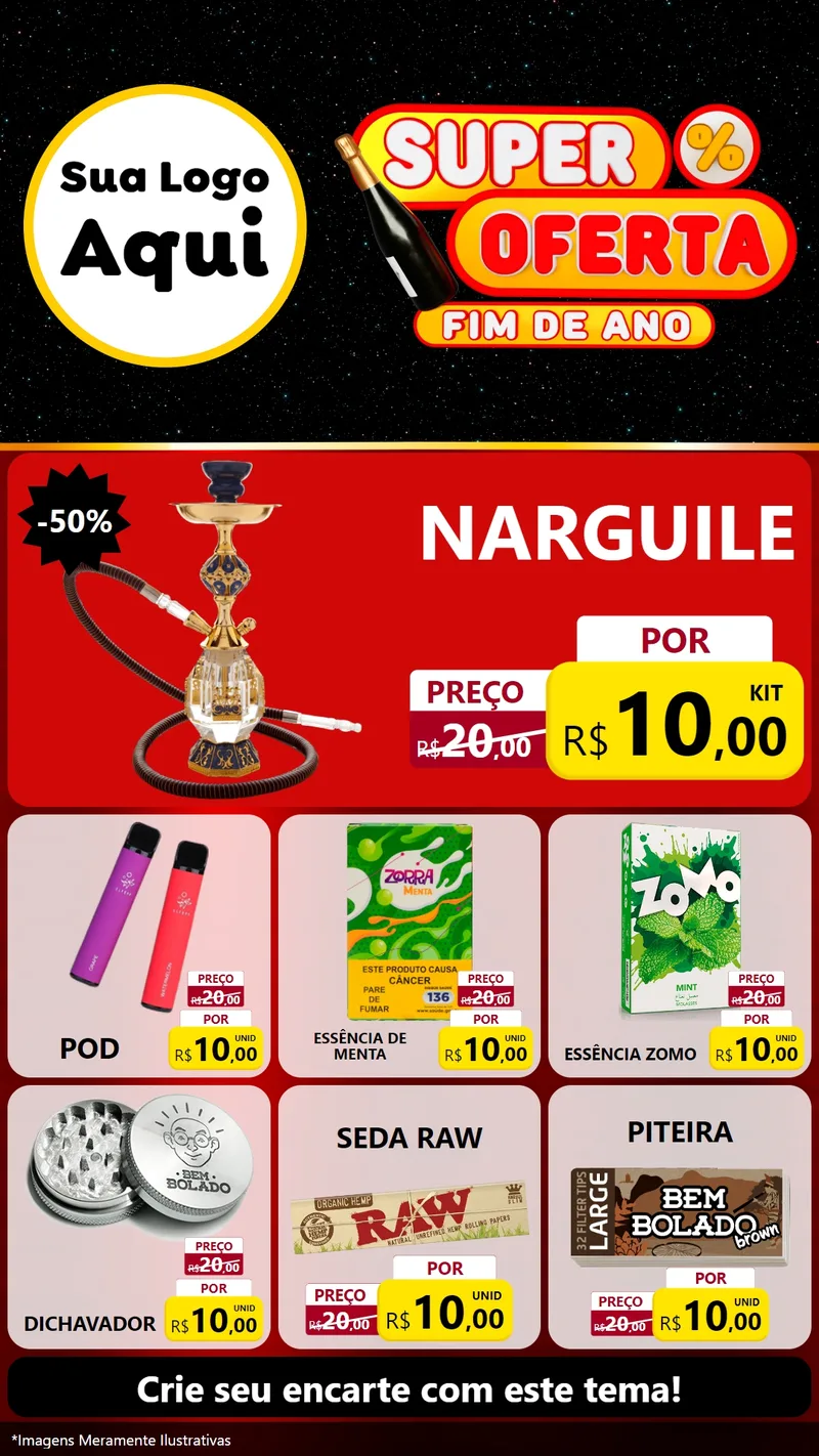 Modelo de Rede Social para Stories com o tema Super Oferta Fim de Ano para Tabacaria