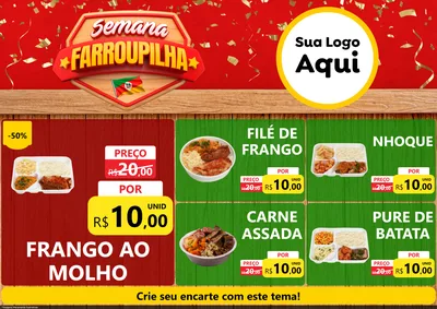 Modelo de Encarte para Encarte A4 Horizontal com o tema Semana Farroupilha para Restaurante
