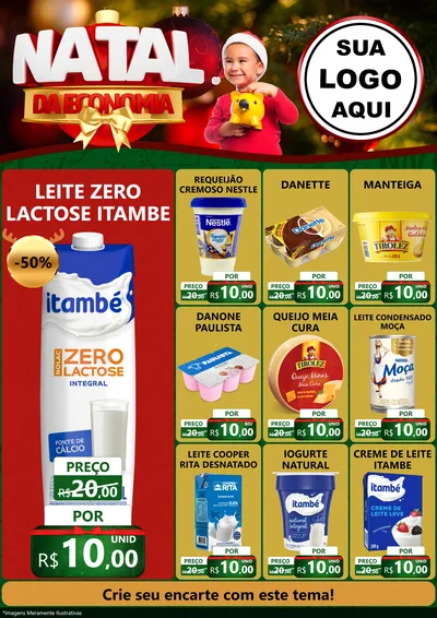 Modelo de Encarte para Encarte A4 Vertical com o tema Natal da Economia para Frios e Laticínios