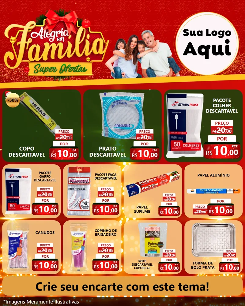 Modelo de Rede Social para Feed Instagram com o tema Alegria em Família Super Ofertas - Natal para Embalagens