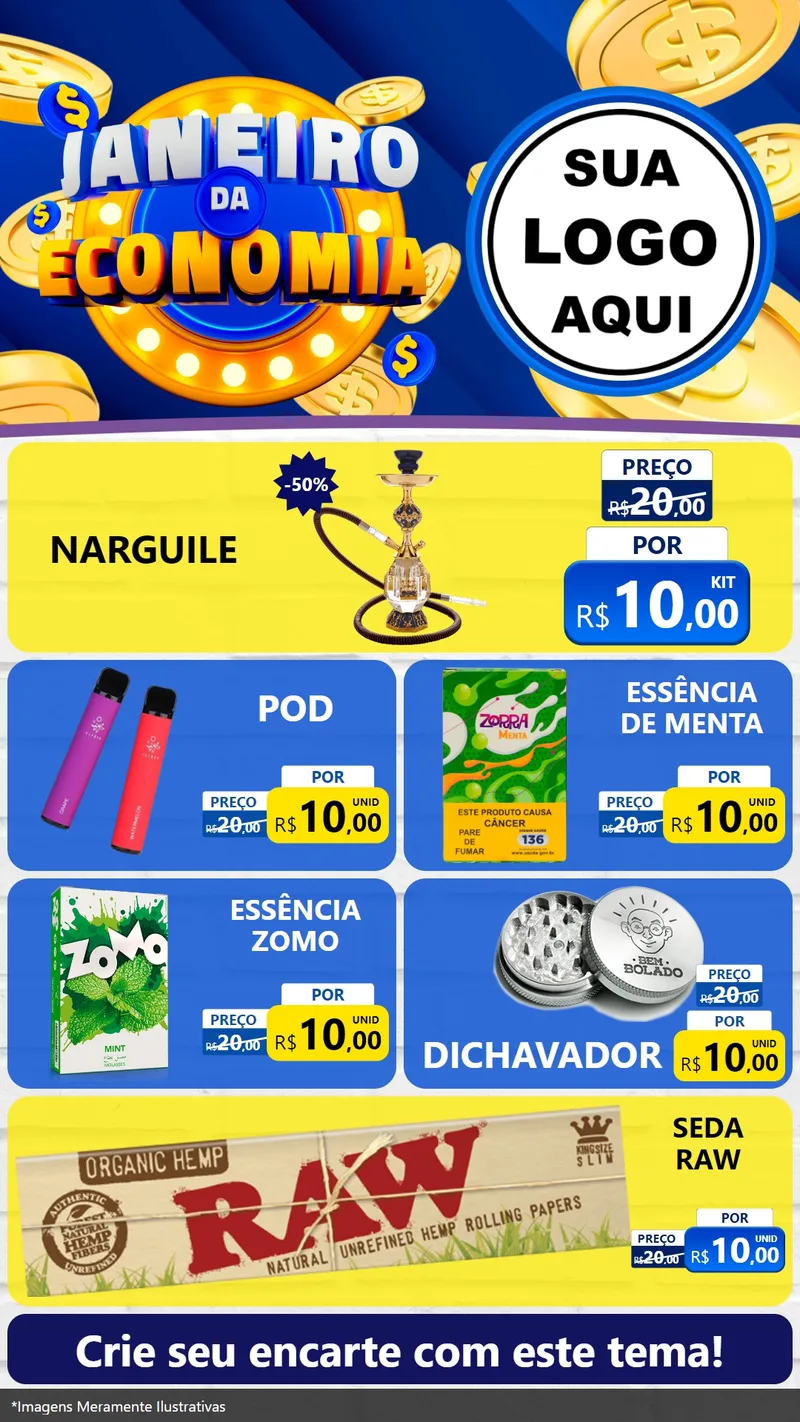 Modelo de TV para TV Vertical com o tema Janeiro da Economia para Tabacaria