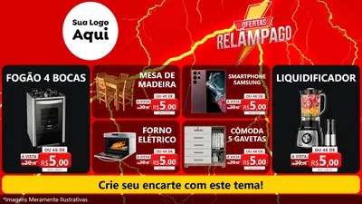 Modelo de TV para TV Horizontal com o tema Ofertas Relâmpago para Móveis e Eletro
