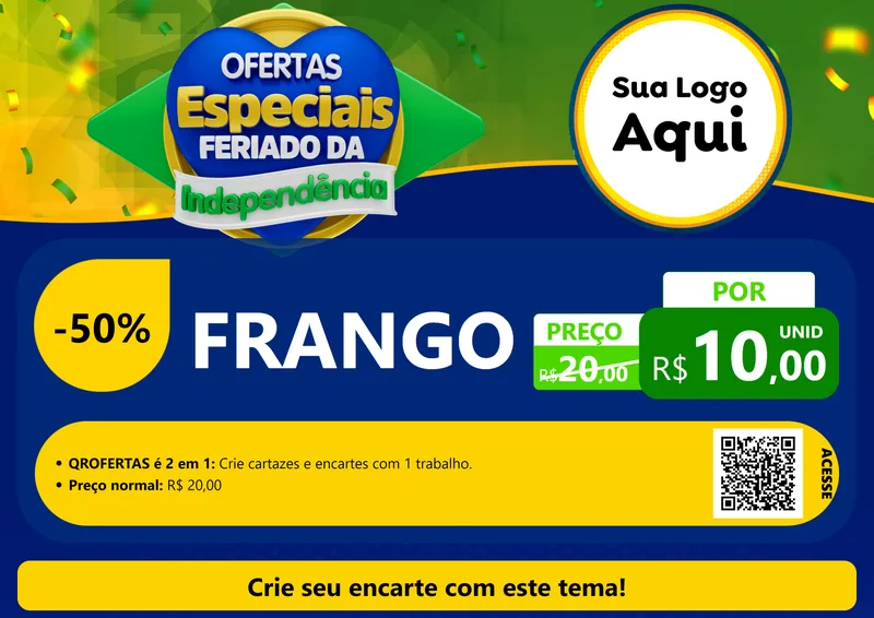 Modelo de Cartaz para Cartaz A4 Horizontal com o tema Ofertas Especiais Feriado da Independência para Assados