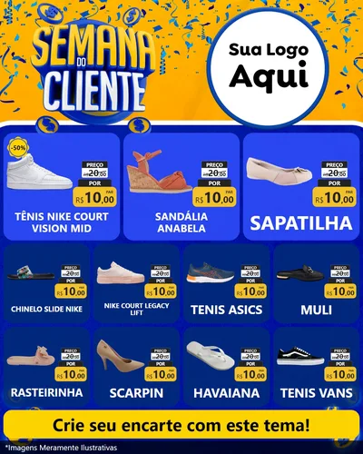 Modelo de Rede Social para Feed Instagram com o tema Semana do Cliente para Calçados