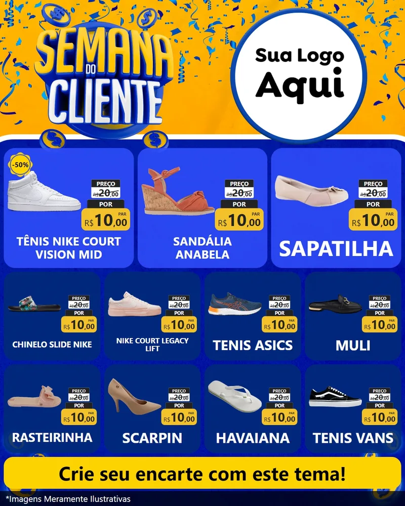 Modelo de Rede Social para Feed Instagram com o tema Semana do Cliente para Calçados